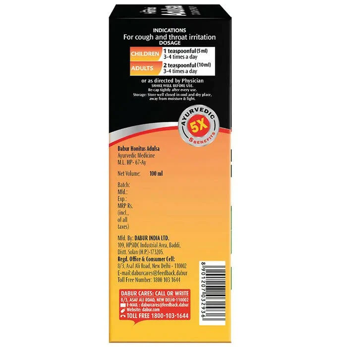 Dabur Honitus Adulsa Cough Syrup, 100 ml-4.webp